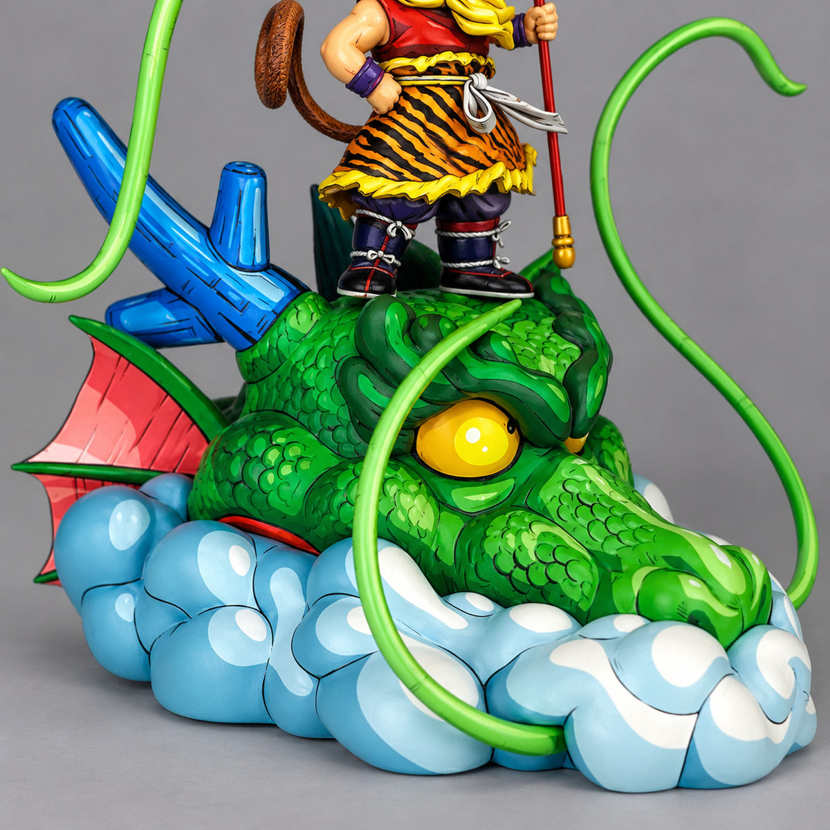 Hand-Painted Dragon Ball Kid Goku on Shenron Figure Repaint — lower body and alternate detail