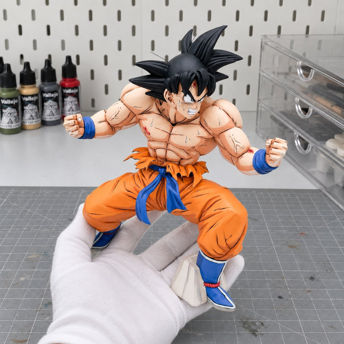 Dragon Ball Son Goku Triple Kaioken Figure Repaint — figure in painting workshop