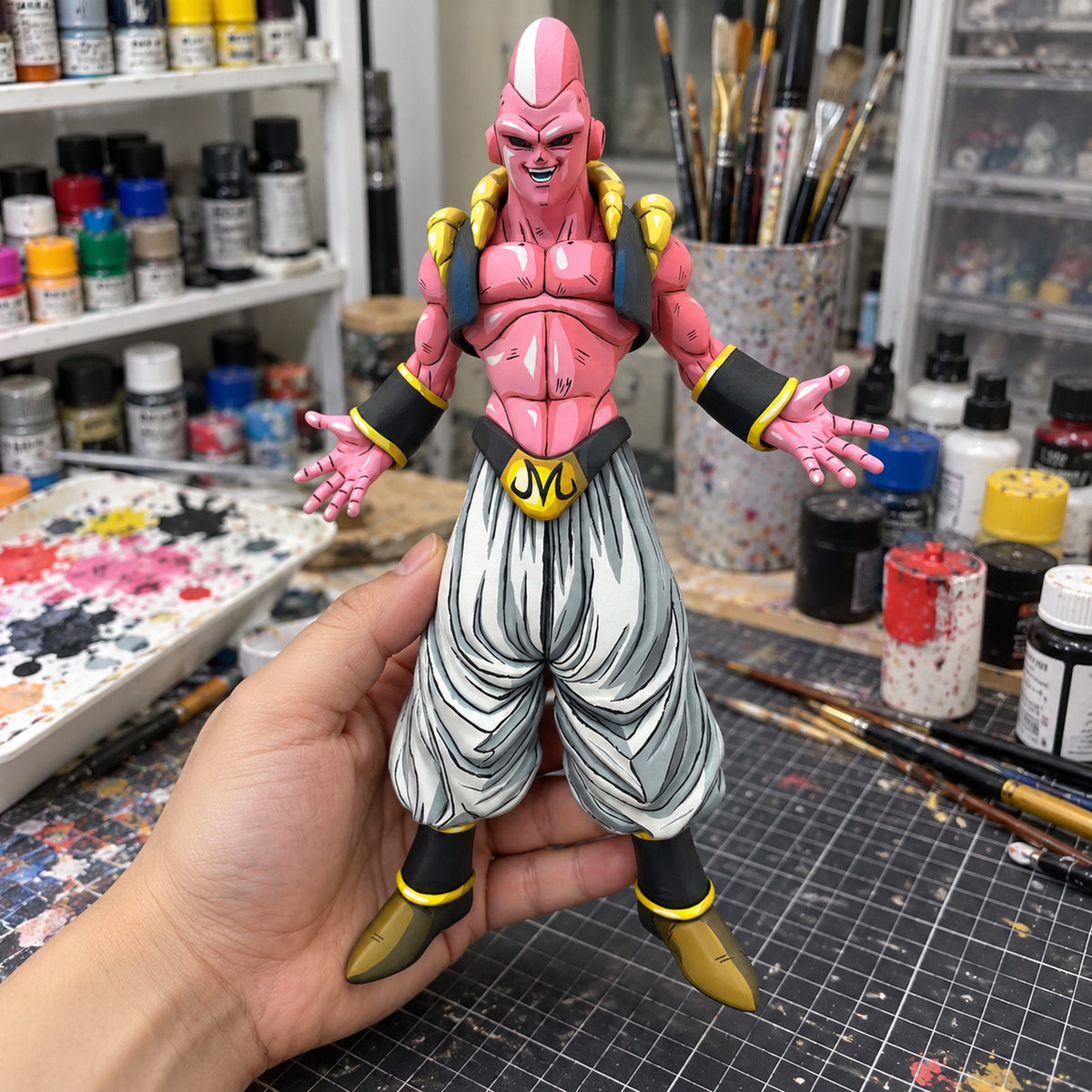 Dragon Ball Majin Buu 2D Comic Colour Figure Repaint — figure in painting workshop