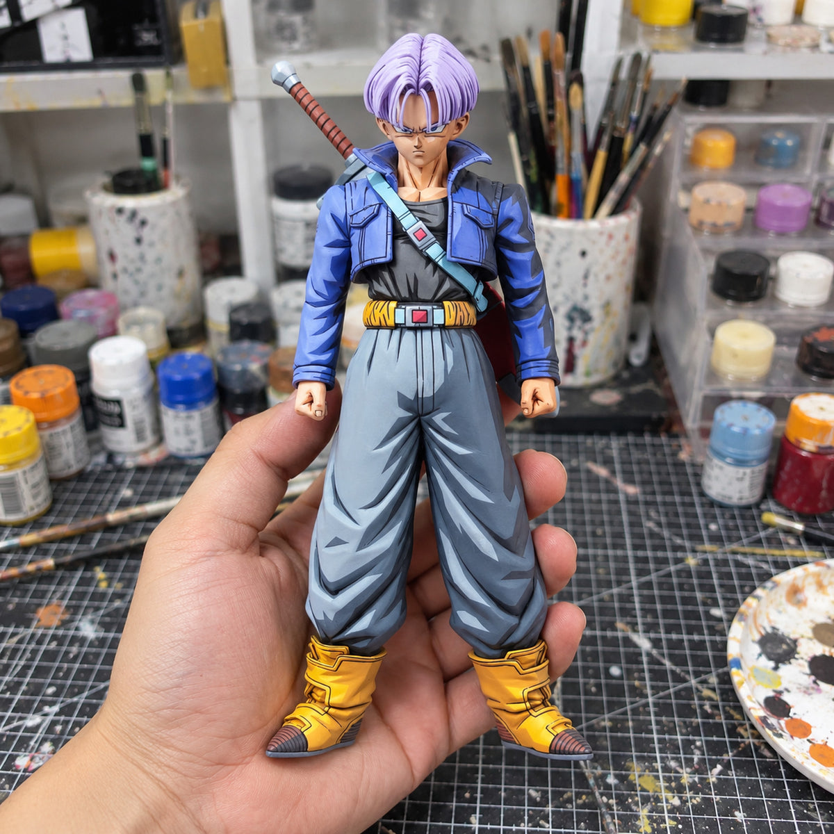 Dragon Ball Master Stars Piece Trunks Figure Repaint — figure in painting workshop