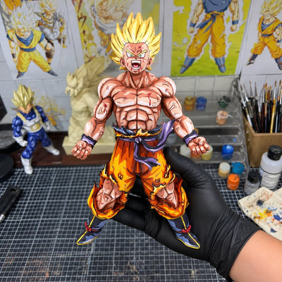 Dragon Ball Z Blood Of Saiyans Son Goku Figure Repaint — painted figure in a miniature painting workshop