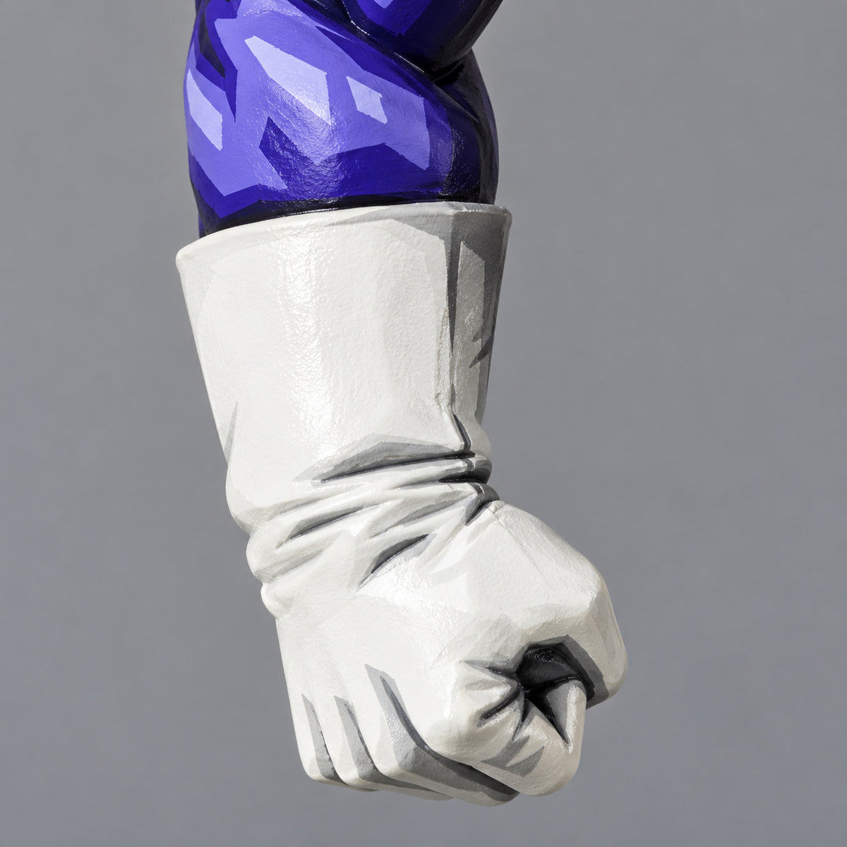 Anime Style Dragon Ball Z SSJ2 Vegeta Figure Repaint — lowered white fist and purple forearm close-up, no face or armour chest