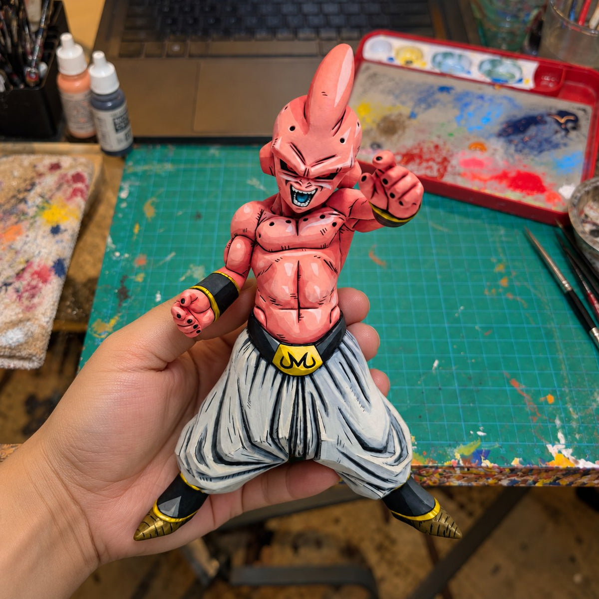 Dragon Ball vs Omnibus Kid Buu Figure Repaint — Figure in painting workshop