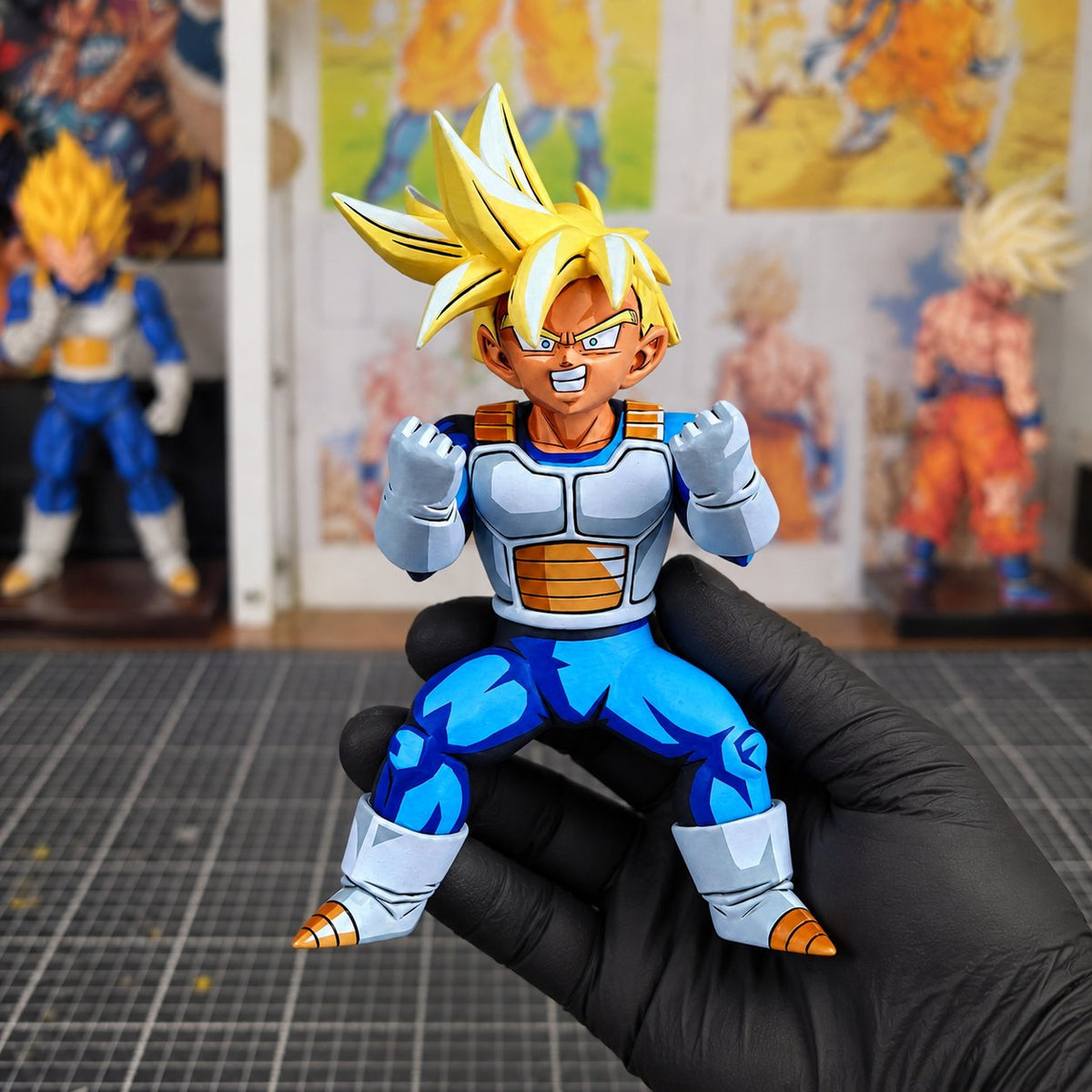 Dragon Ball Super Saiyan Son Gohan Figure Repaint — 15 cm Armoured Version — Figure in painting workshop