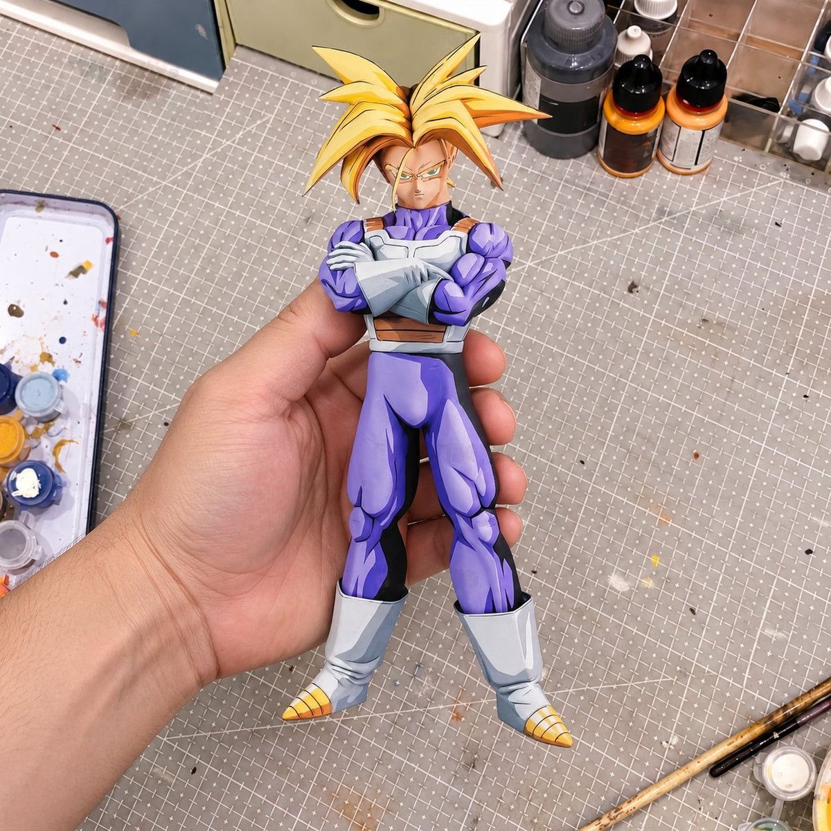 Comic Colour Dragon Ball Z Future Trunks SSJ Figure Repaint — Figure in painting workshop