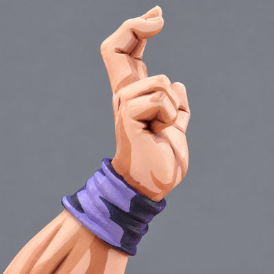 Manga Colour Super Saiyan Son Goku Figure Repaint — upraised two-finger hand and dark wristband