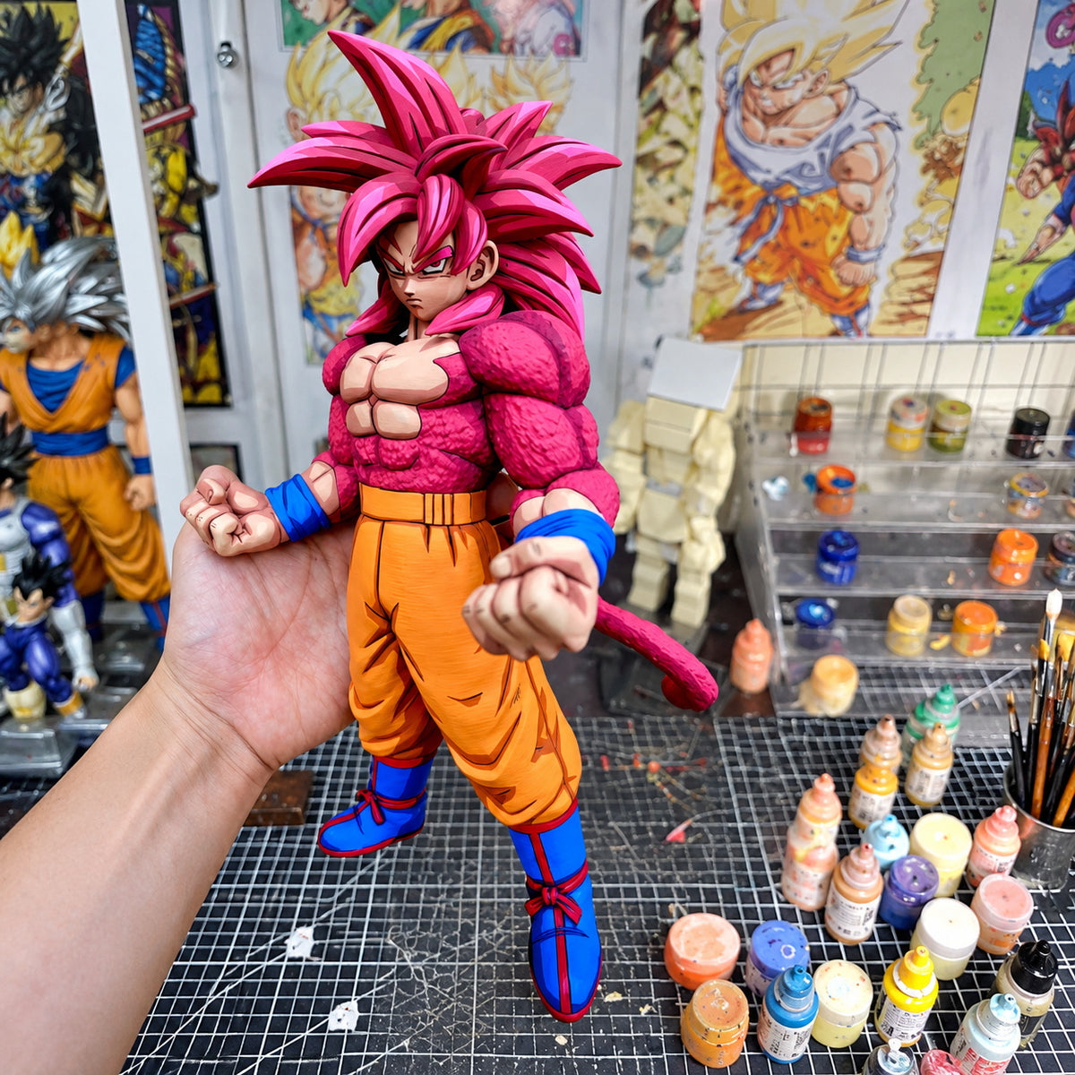 Dragon Ball Super Saiyan 4 Son Goku Figure Repaint — Figure in painting workshop