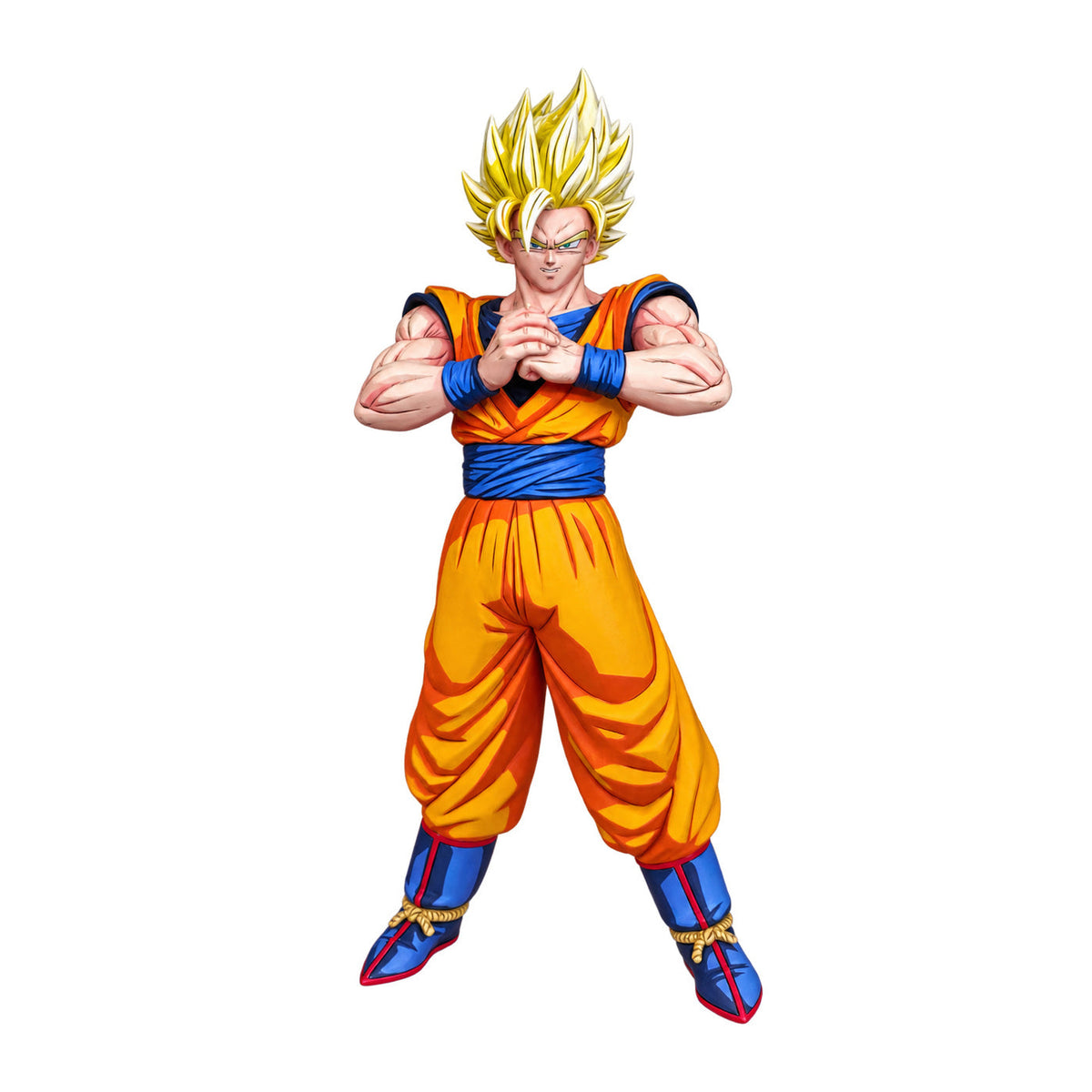 Dragon Ball Super Saiyan Son Goku Figure Repaint — Front-Facing Pose — Full figure on white background