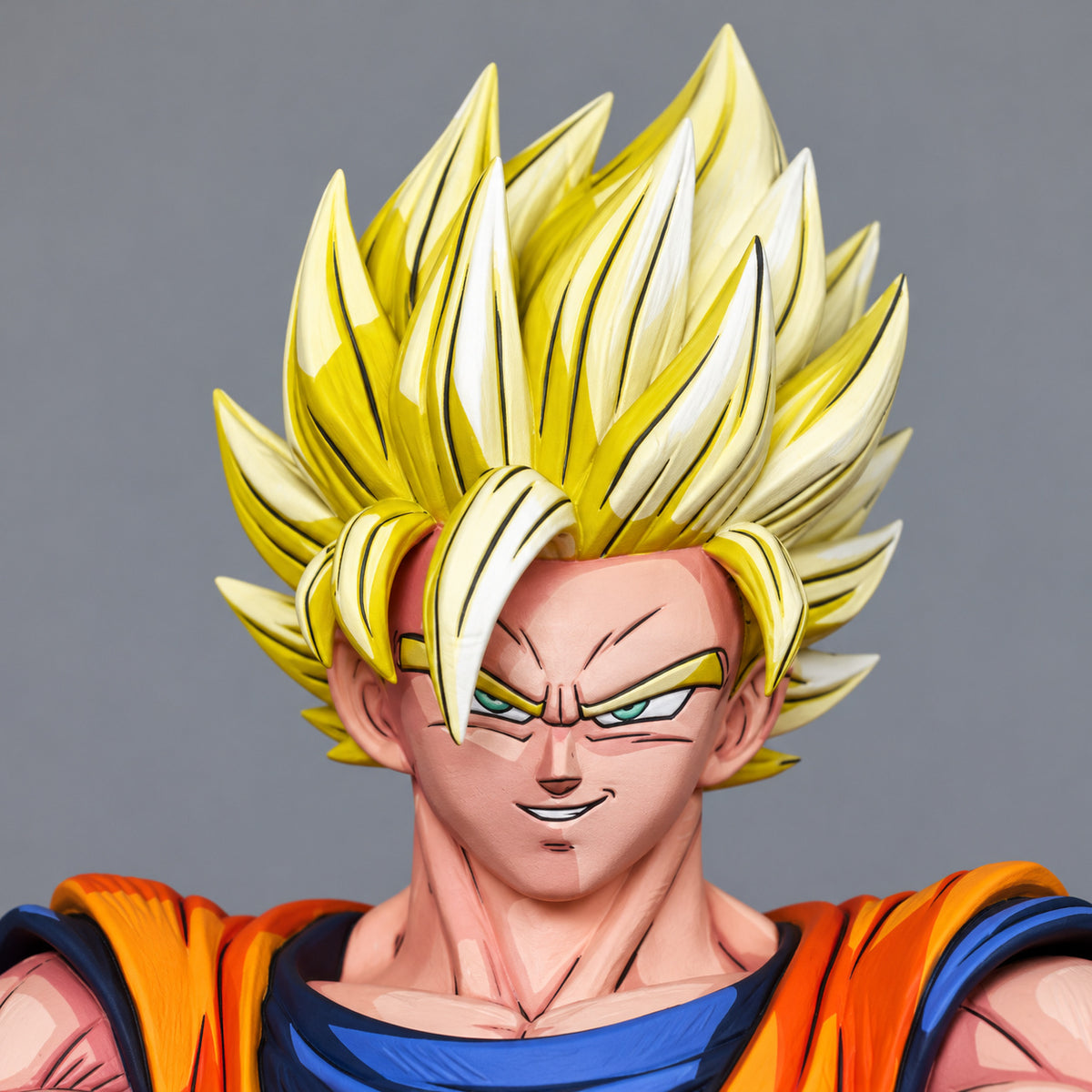 Dragon Ball Super Saiyan Son Goku Figure Repaint — Front-Facing Pose — Head and face detail