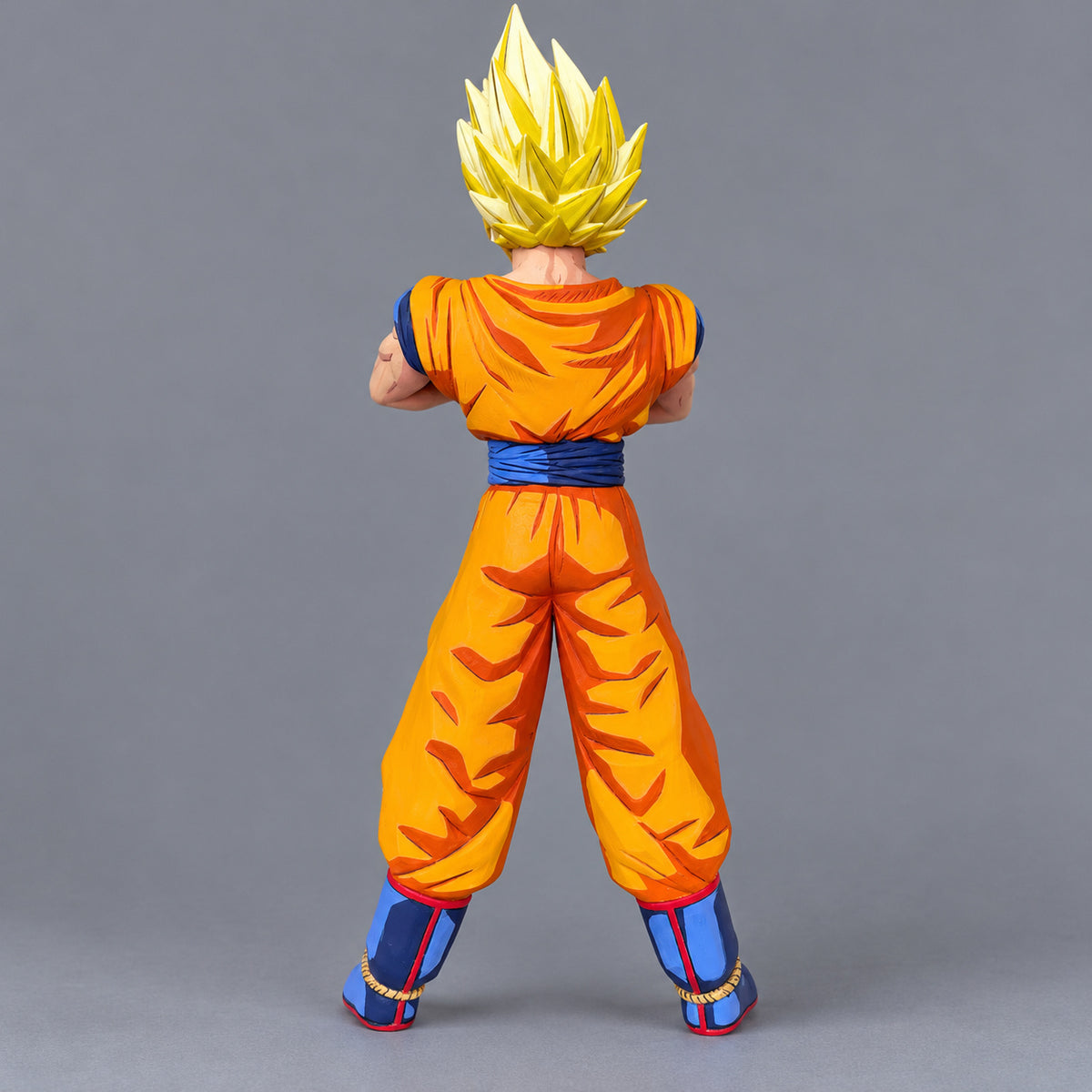 Dragon Ball Super Saiyan Son Goku Figure Repaint — Front-Facing Pose — Photographed rear view