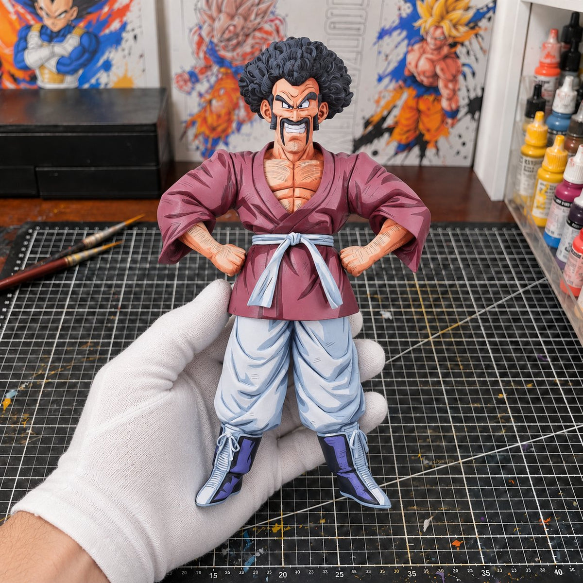 Dragon Ball Z Duel Future Mr. Satan Figure Repaint — painted figure in a miniature painting workshop