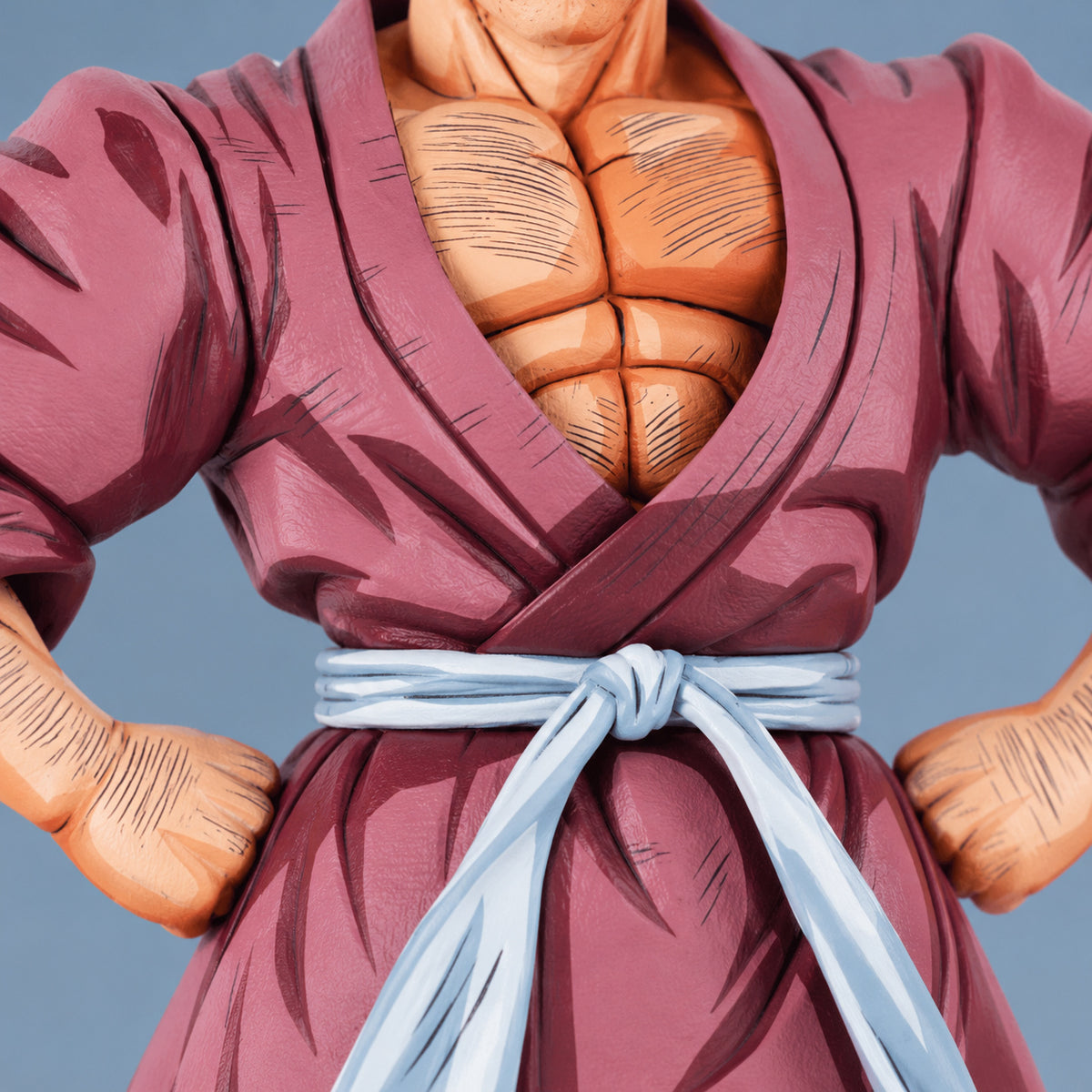 Dragon Ball Z Duel Future Mr. Satan Figure Repaint — maroon gi collar chest and white belt