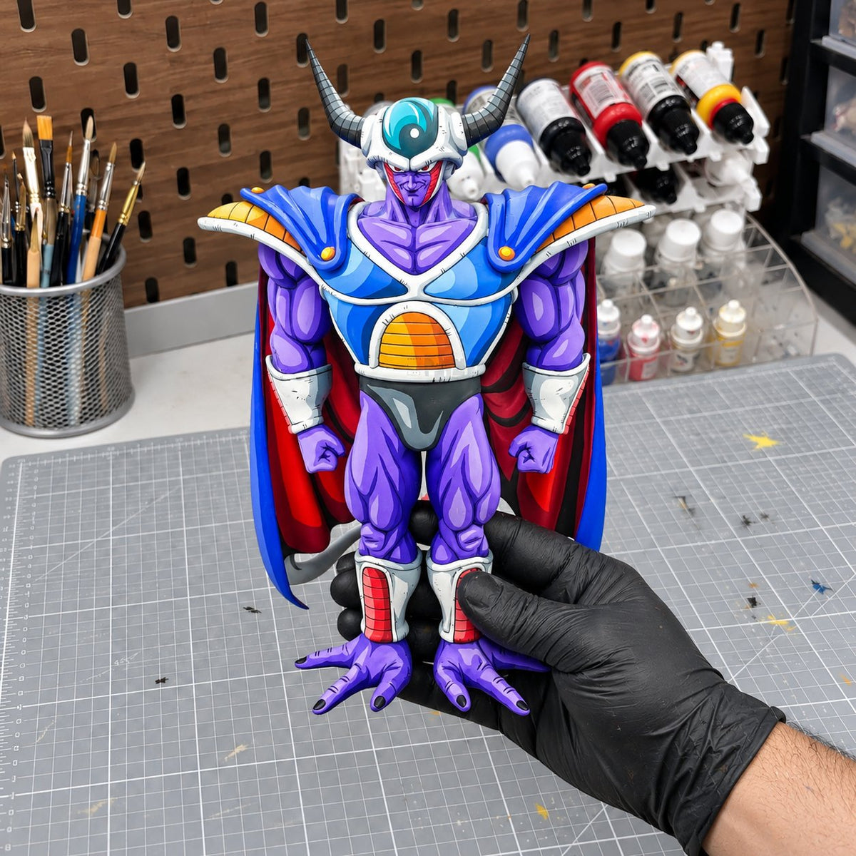 Cel Shaded Dragon Ball Z King Cold Figure Repaint — workshop view