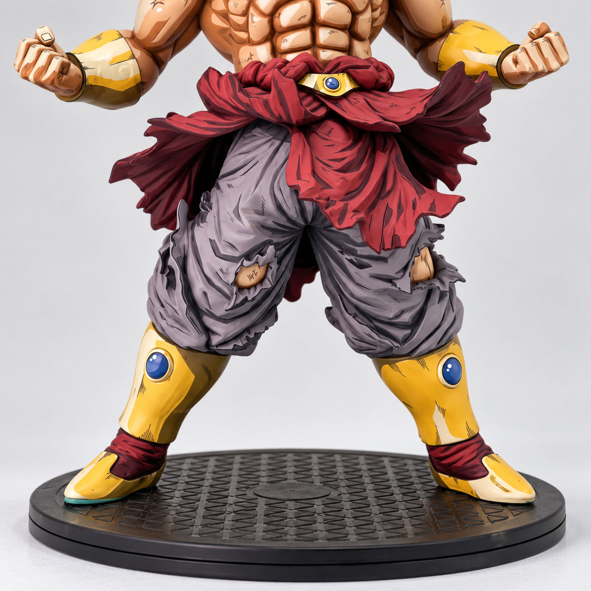 Custom Dragon Ball Super Saiyan Broly Anime Figure Repaint — torn dark trousers golden shin guards and complete boots