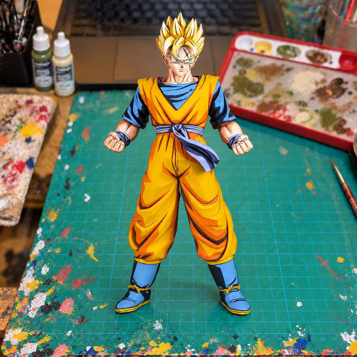 Dragon Ball Son Gohan Anime Colour Figure Repaint — painted figure in a miniature painting workshop