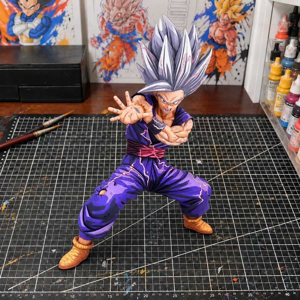 Anime Colour Dragon Ball Son Gohan Beast Figure Repaint — painted figure in a miniature painting workshop