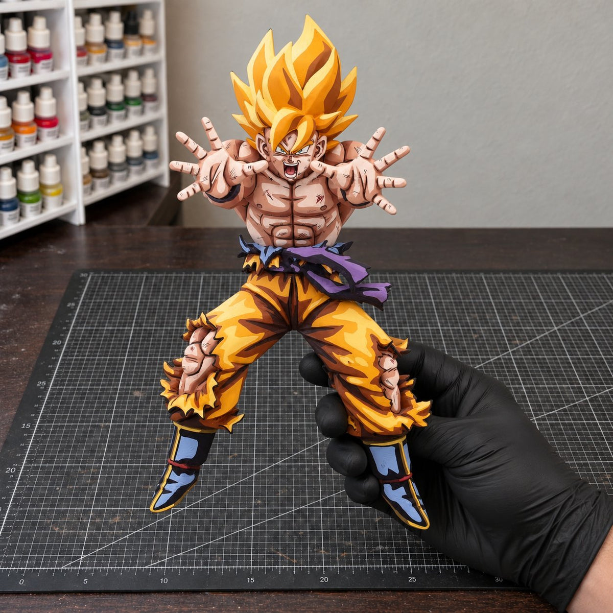 Dragon Ball Super Saiyan Son Goku 2D Figure Repaint — workshop view