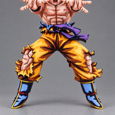 Dragon Ball Super Saiyan Son Goku 2D Figure Repaint — torn yellow trousers and complete boots with authentic support