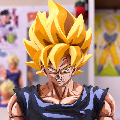 Dragon Ball Super Saiyan Son Goku Anime Figure Repaint — Head and face detail