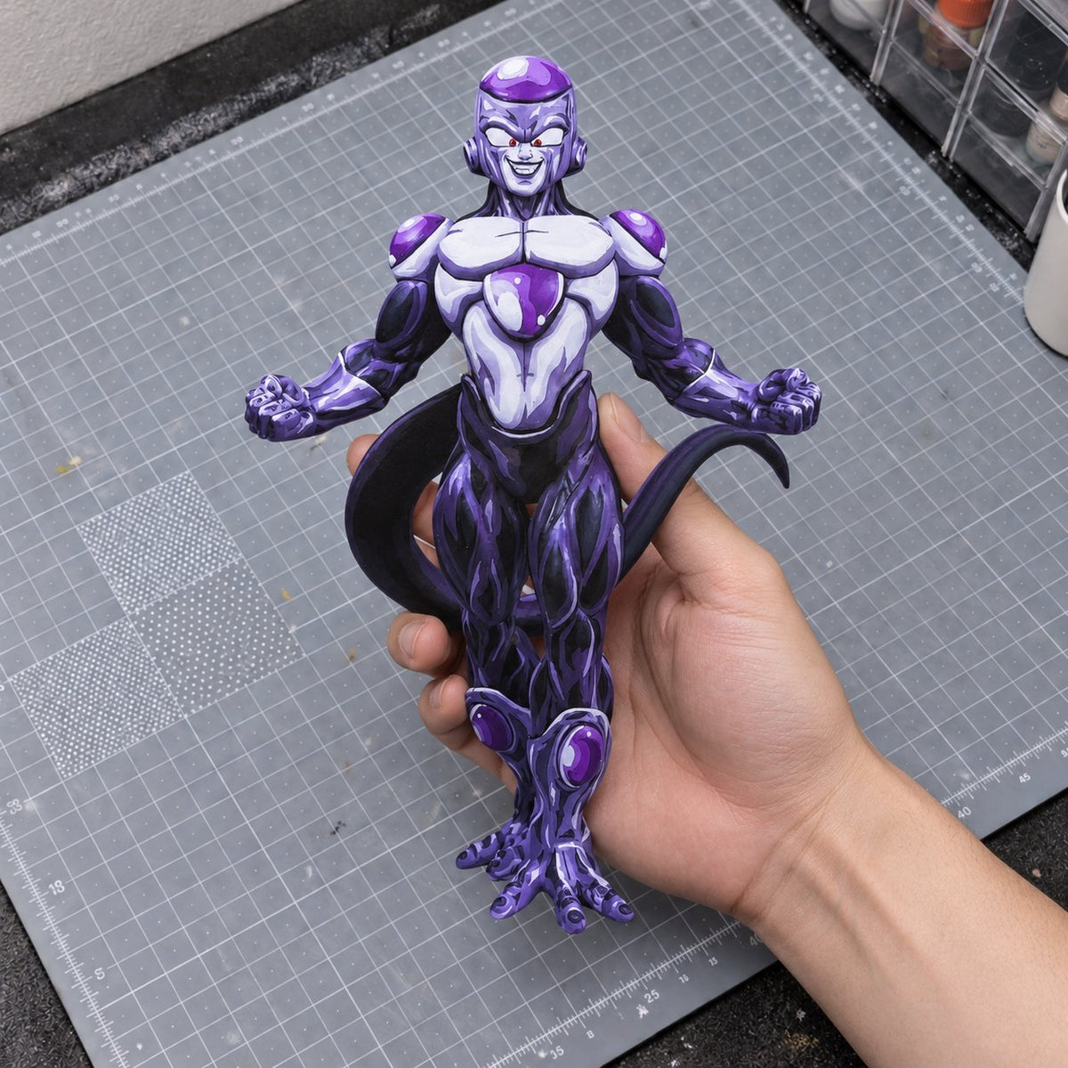 Dragon Ball Super Black Frieza Figure Repaint — hand or studio view