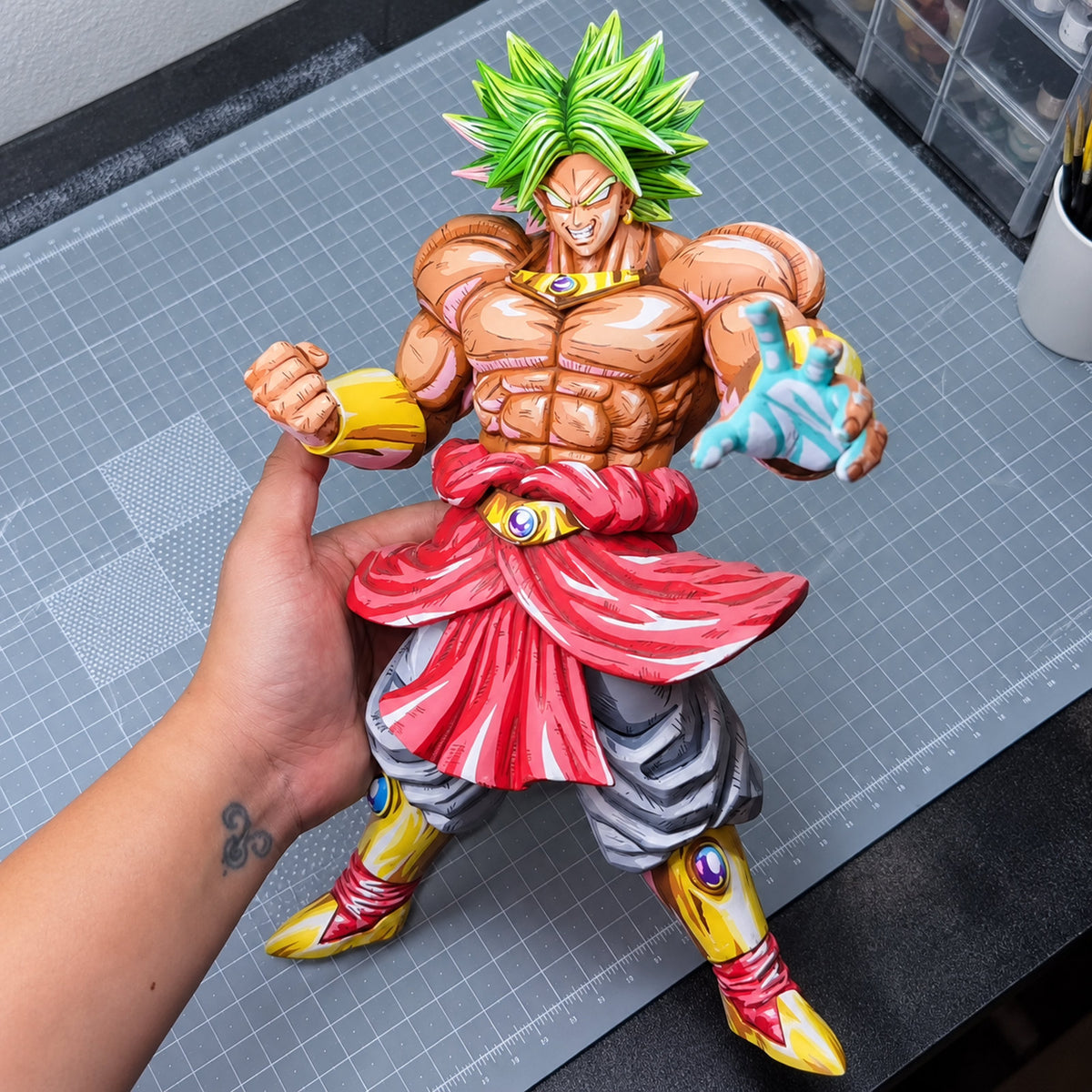 Legendary Super Saiyan Broly 2D painted collectible, figure held in hand