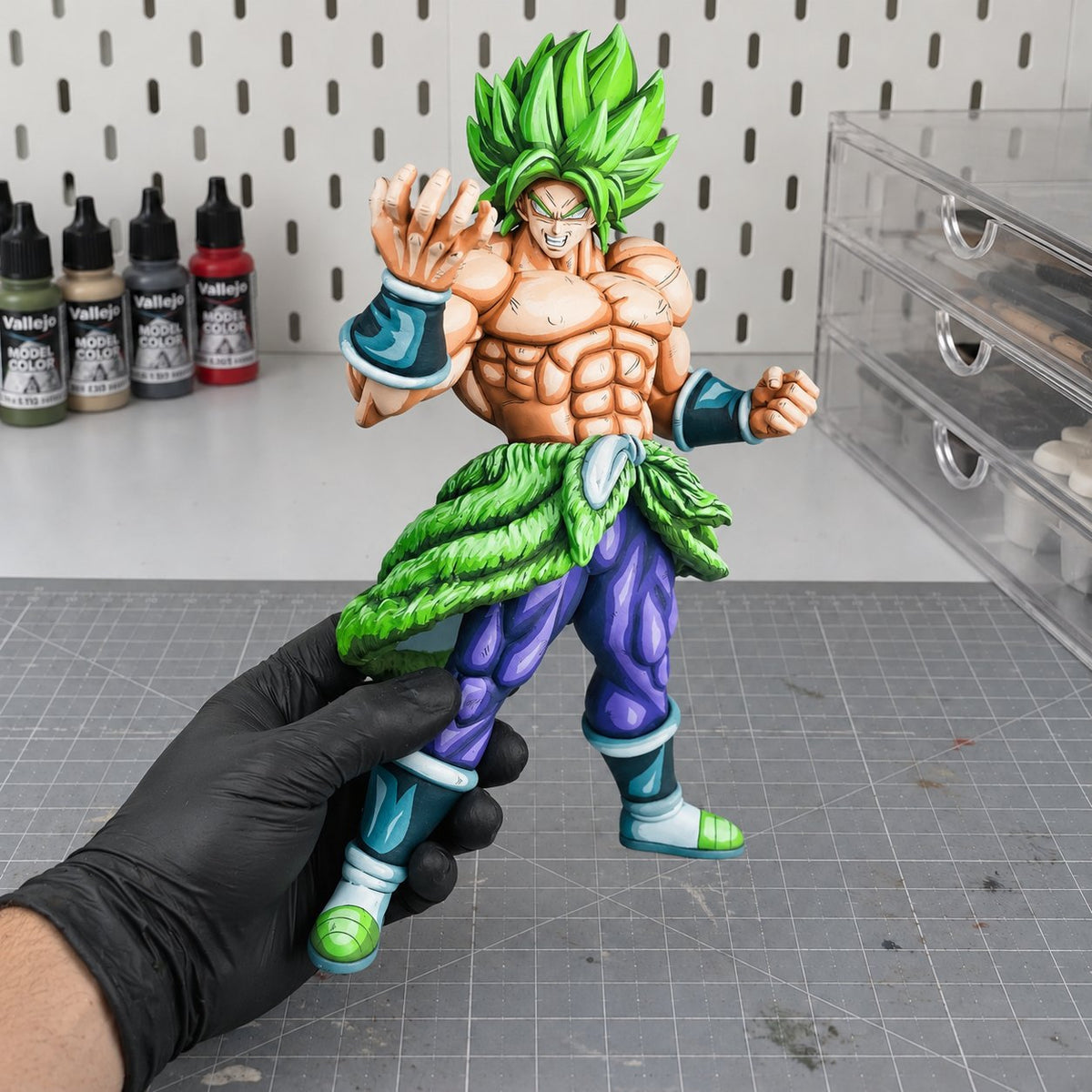 Full Power Super Saiyan Broly 2D painted collectible, figure held in hand
