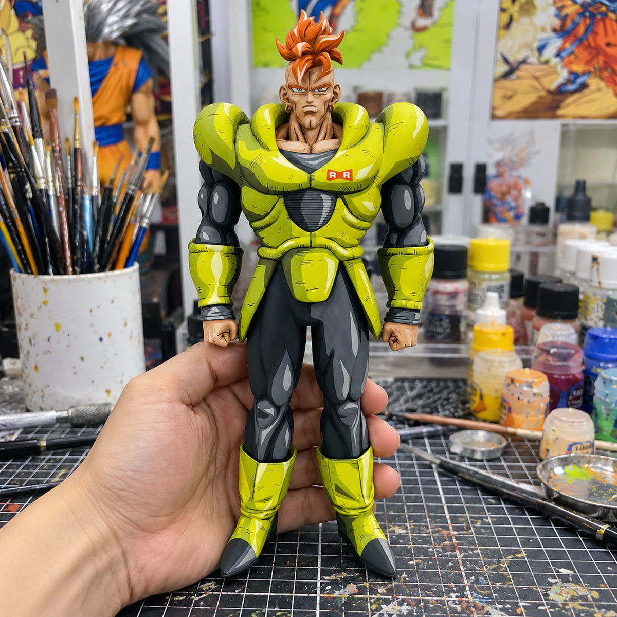 Dragon Ball Android 16 Figure Repaint — hand or studio view