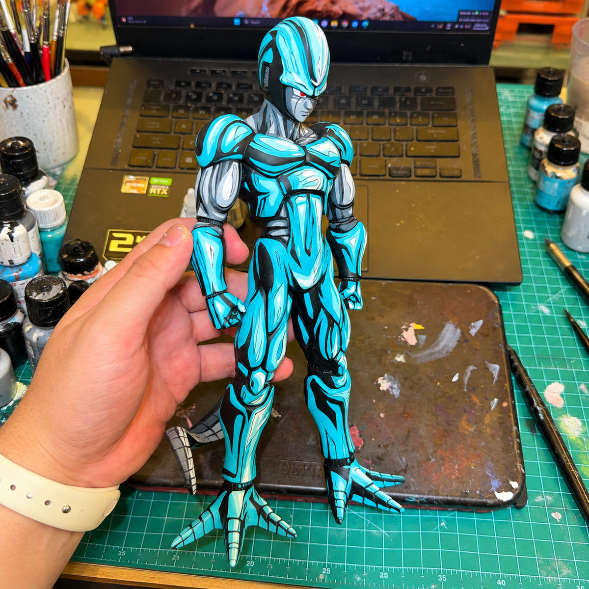 Hand-Painted Dragon Ball Metal Cooler Figure Repaint — hand or studio view