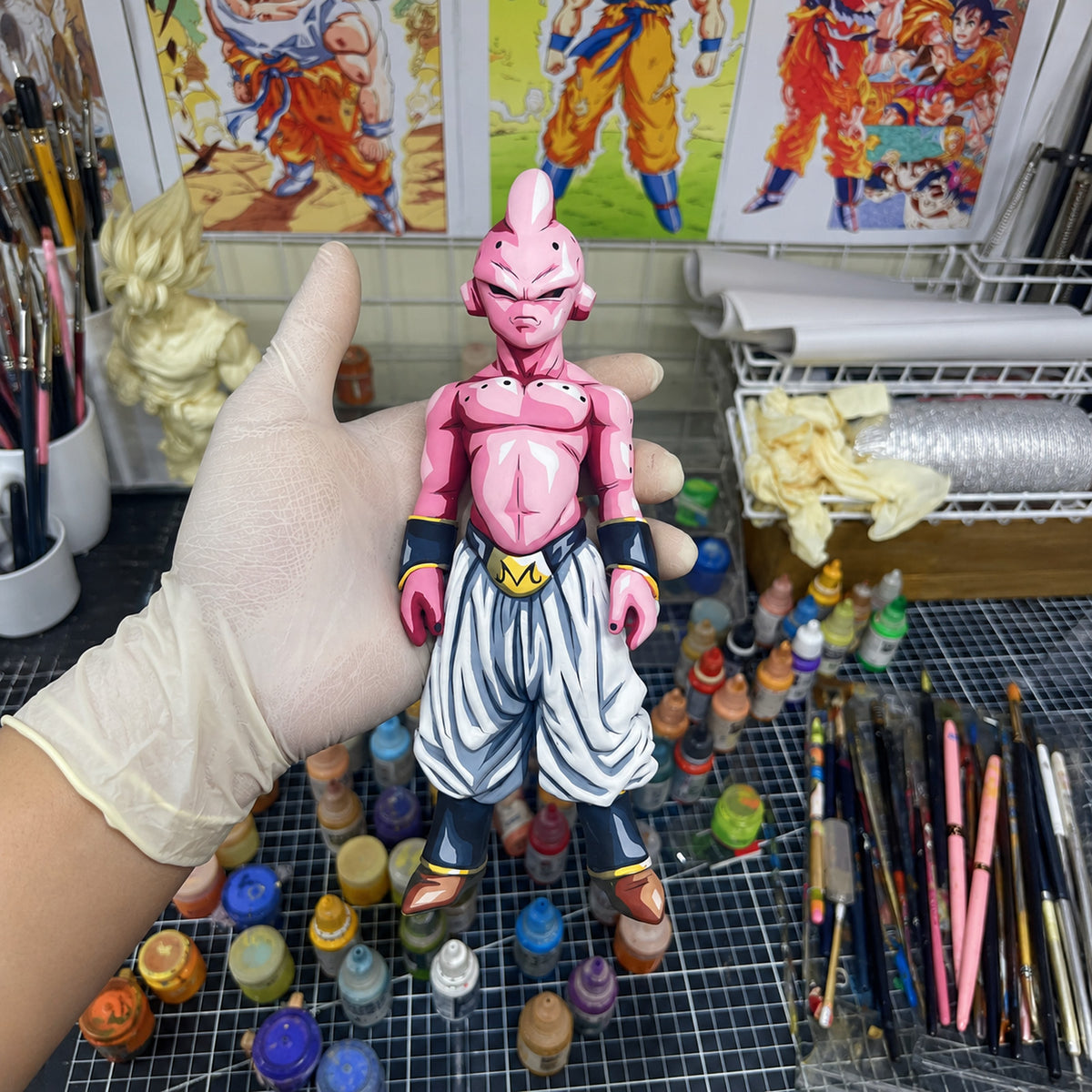 Dragon Ball Z Kid Buu Figure Repaint — hand or studio view