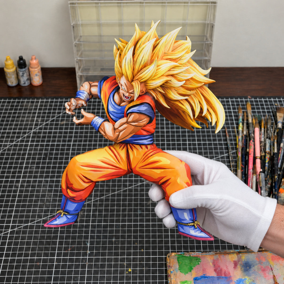 2D Manga Colour Son Goku SSJ3 Kamehameha Figure Repaint — workshop view
