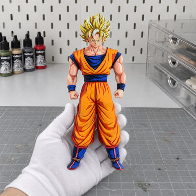 2D Anime Dragon Ball Super Saiyan Son Goku Figure Repaint — workshop view
