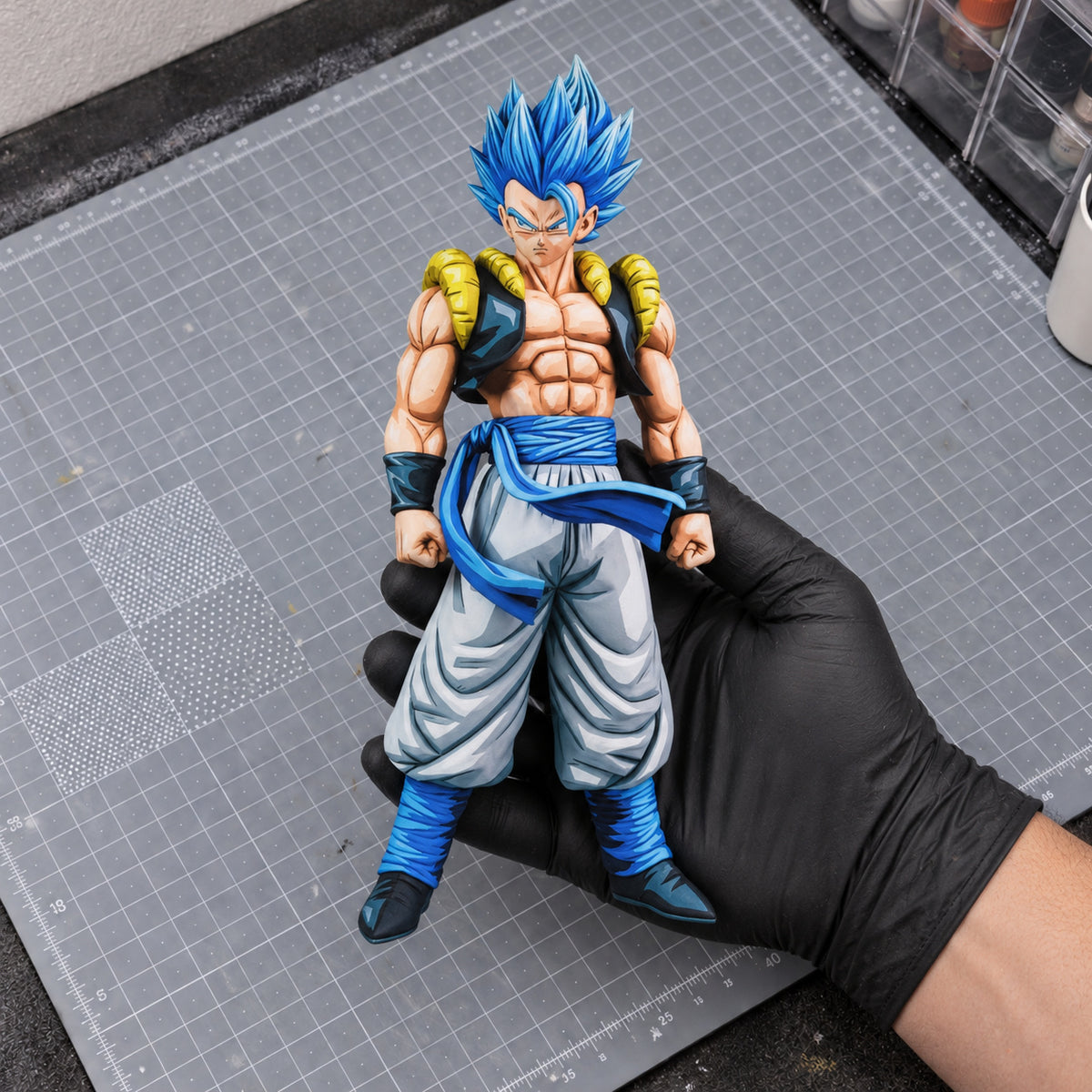 Anime Colour Super Saiyan Blue Gogeta Figure Repaint — workshop view