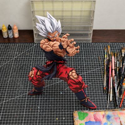Dragon Ball Legends Goku Figure Repaint – Silver-Hair Colourway — workshop view