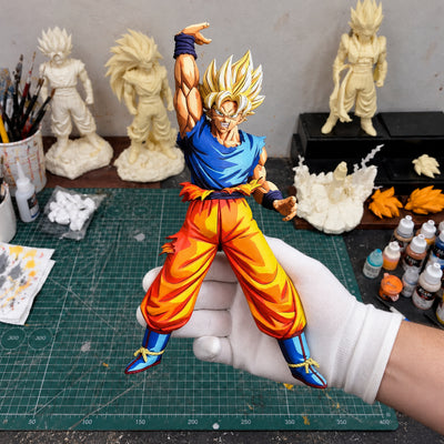Spirit Bomb Dragon Ball Super Saiyan Goku Figure Repaint — workshop view