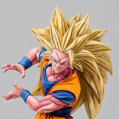 Anime Style Dragon Ball Super Saiyan 3 Son Goku Figure Repaint — 13 cm Action Pose — head detail