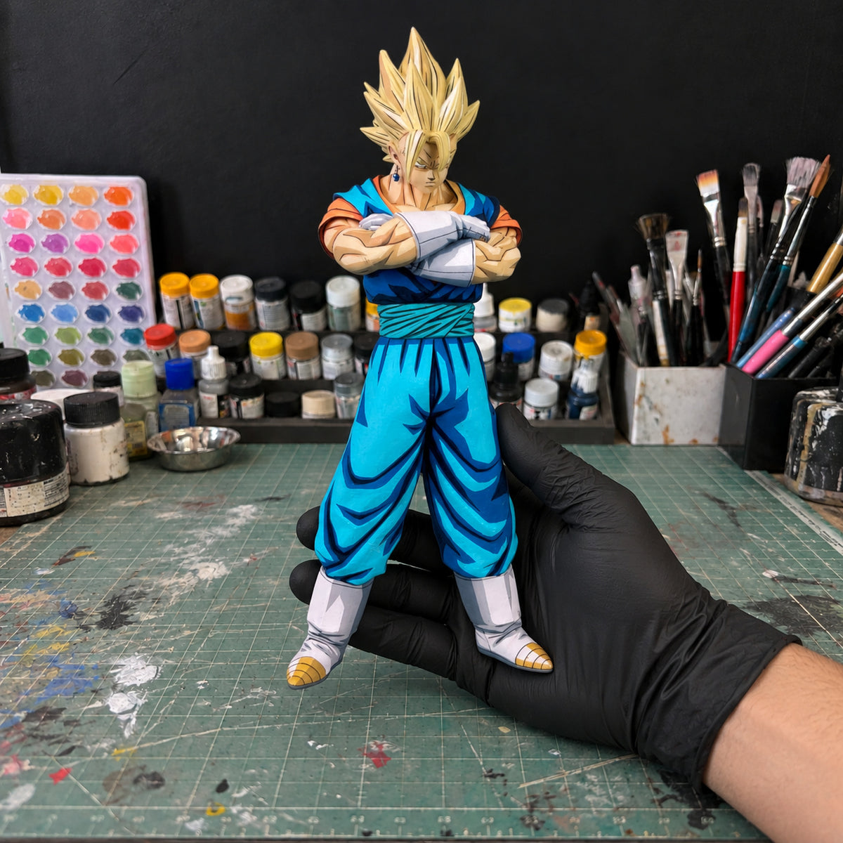 Dragon Ball Anime Colour Vegito Figure Repaint — workshop view
