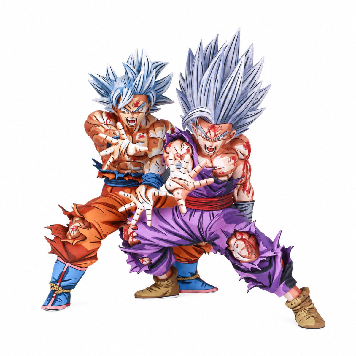 2D Painted Kamehameha Ultra Instinct Goku & Gohan Beast Figure — full figure