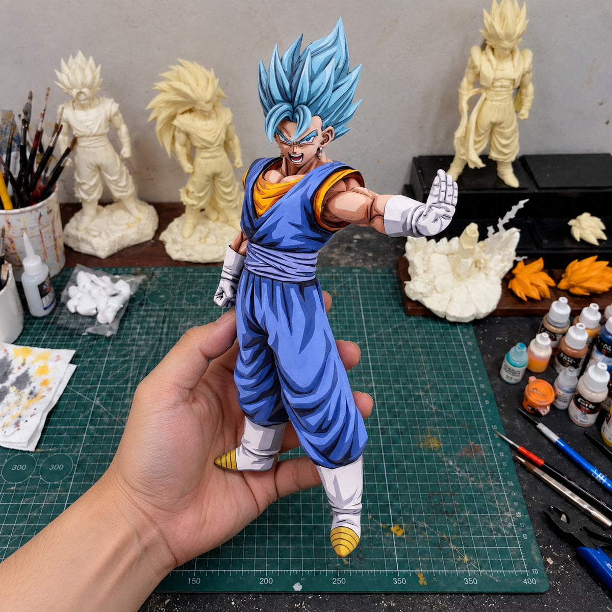 Dragon Ball Vegito Blue Manga Colour 2D Figure Repaint — workshop view