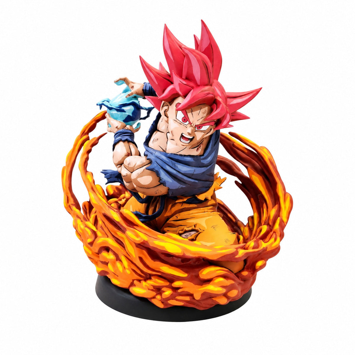 Anime 2D Painted Super Saiyan God Son Goku Figure — full figure