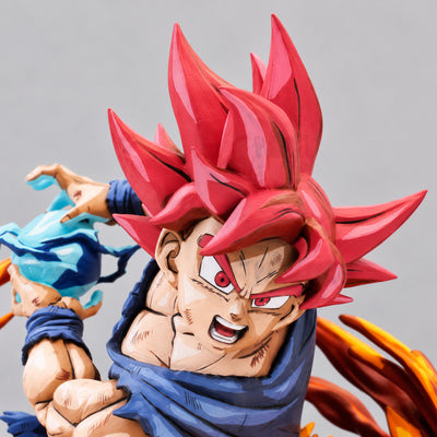 Anime 2D Painted Super Saiyan God Son Goku Figure — head detail