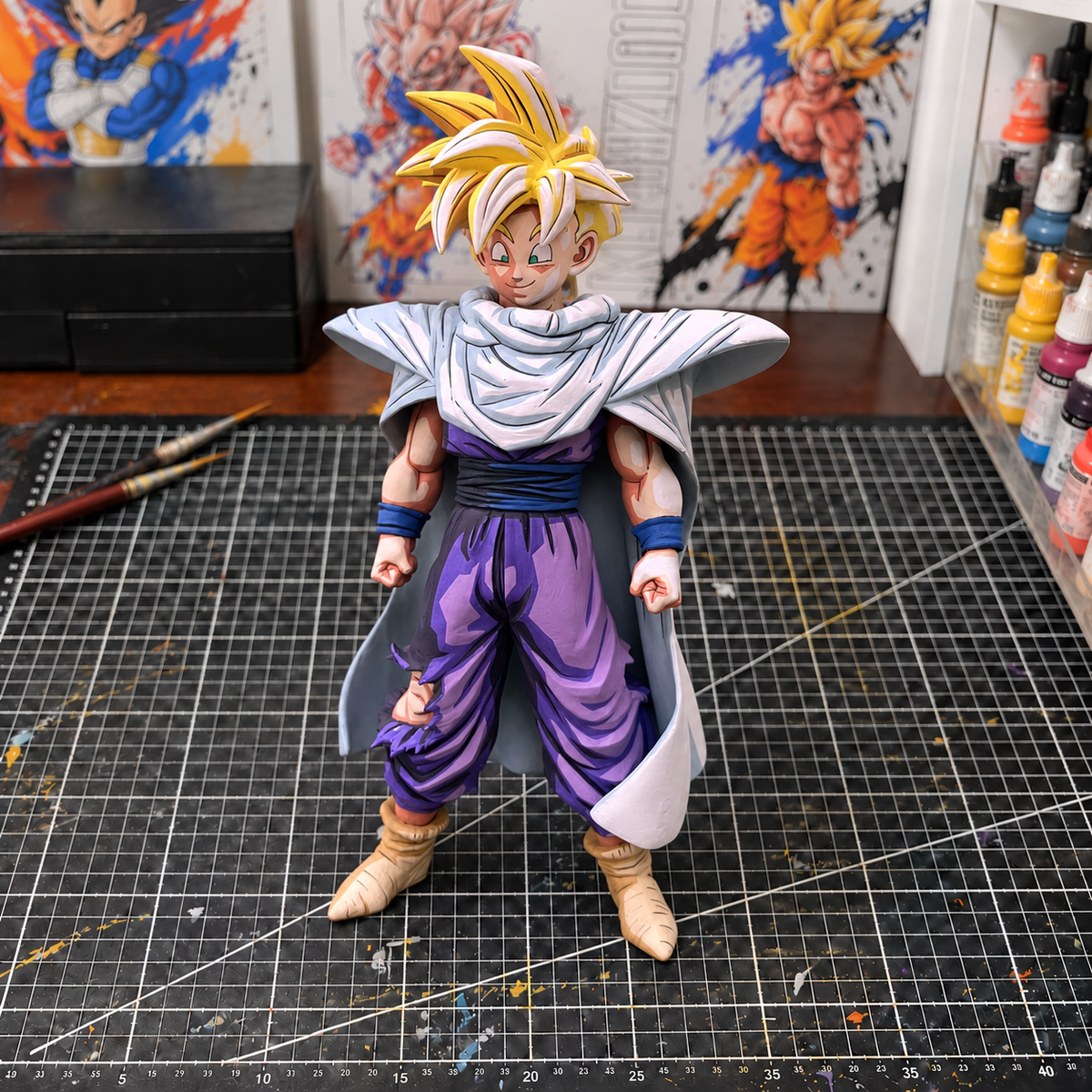 Anime Colour Dragon Ball Z Son Gohan SSJ2 Figure Repaint — caped Gohan / bg