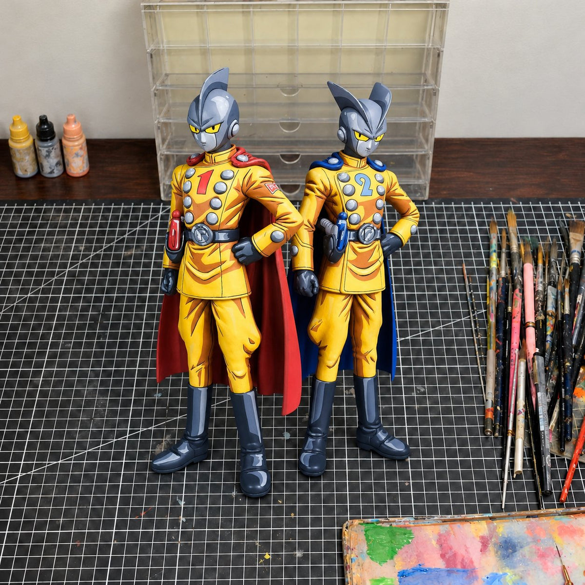 Gamma 1 and Gamma 2 set 2D painted collectible, Gamma 2 held in hand
