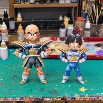 Dragon Ball Krillin & Son Gohan Figure Repaint — hand or studio view