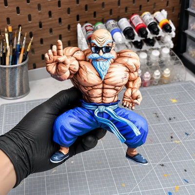 Master Roshi 2D painted collectible, figure held in hand