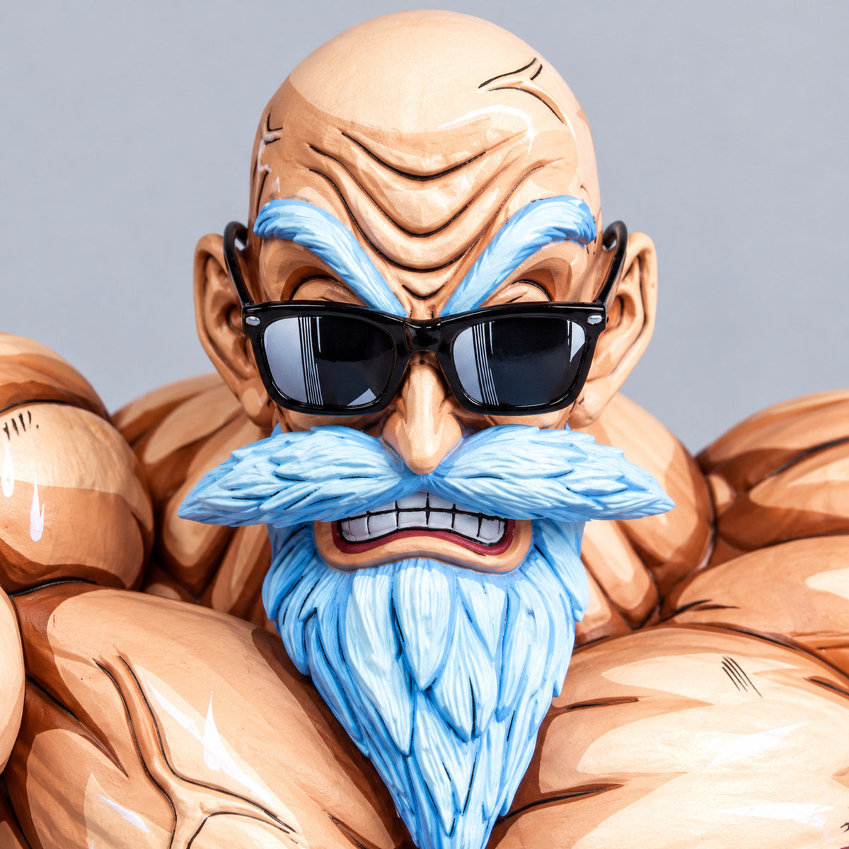 Master Roshi 2D painted collectible, head and painted linework detail