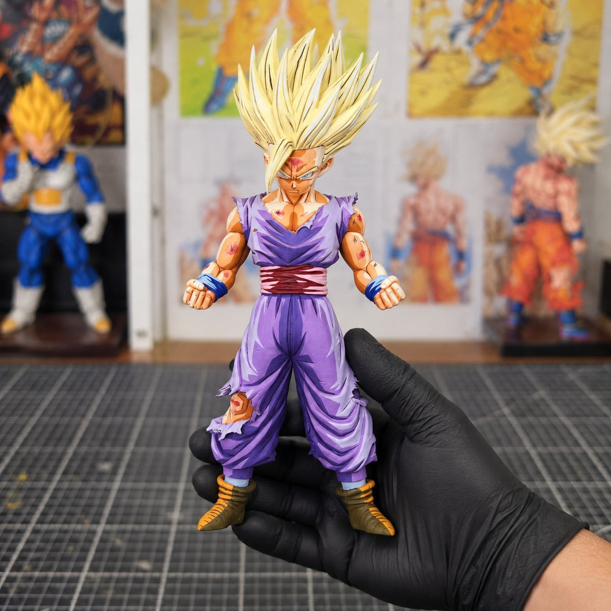 2D Style Dragon Ball Son Gohan SSJ2 Figure Repaint — hand or studio view