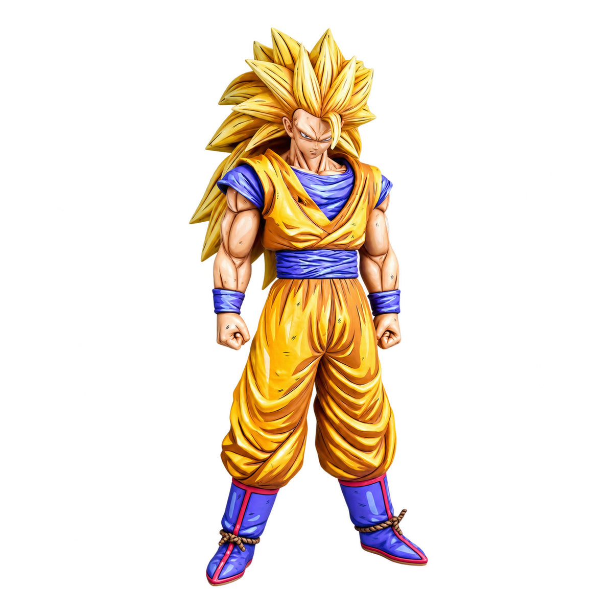 Super Saiyan 3 Goku 2D painted collectible, full figure on white background