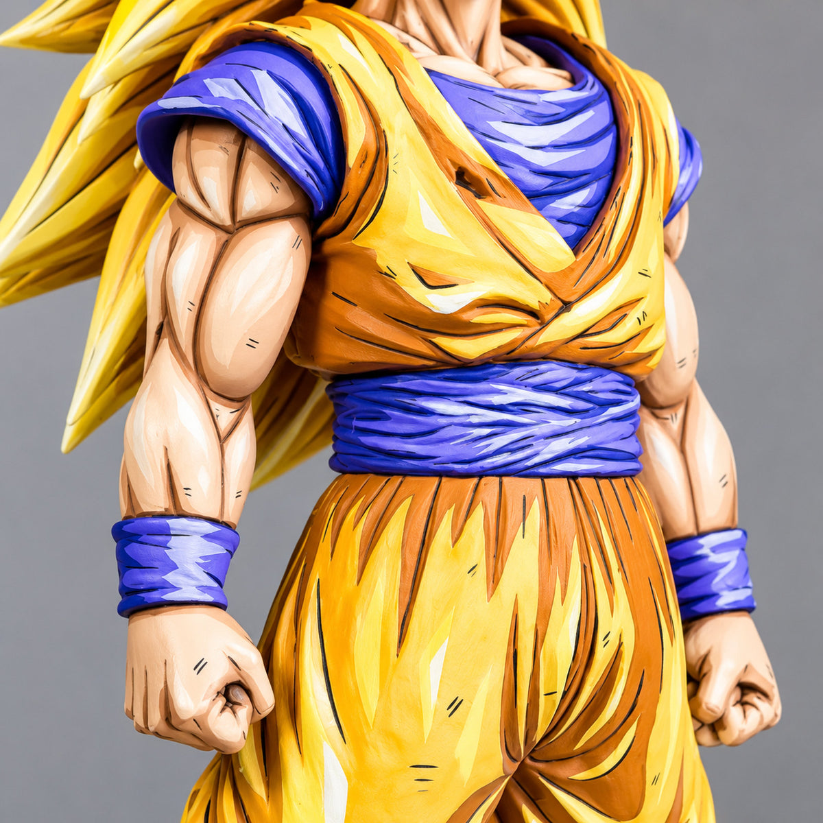 Super Saiyan 3 Goku 2D painted collectible, body paint and clothing detail