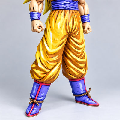 Super Saiyan 3 Goku 2D painted collectible, lower body and footwear detail