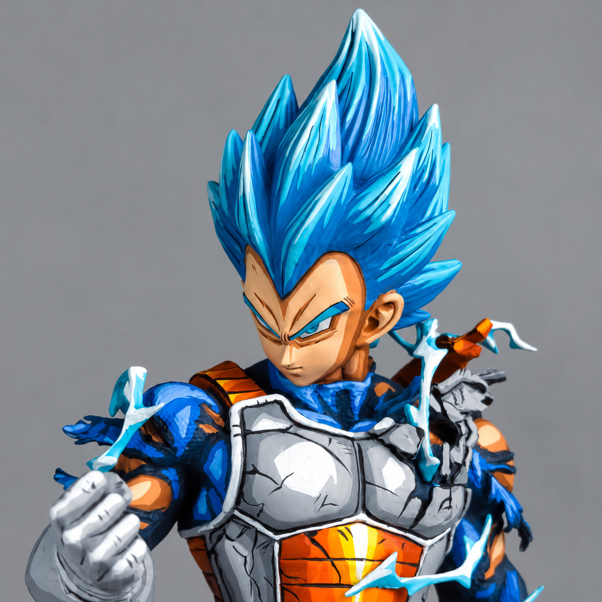 Hand-Painted Dragon Ball Super Saiyan Blue Vegeta Figure Repaint — head detail